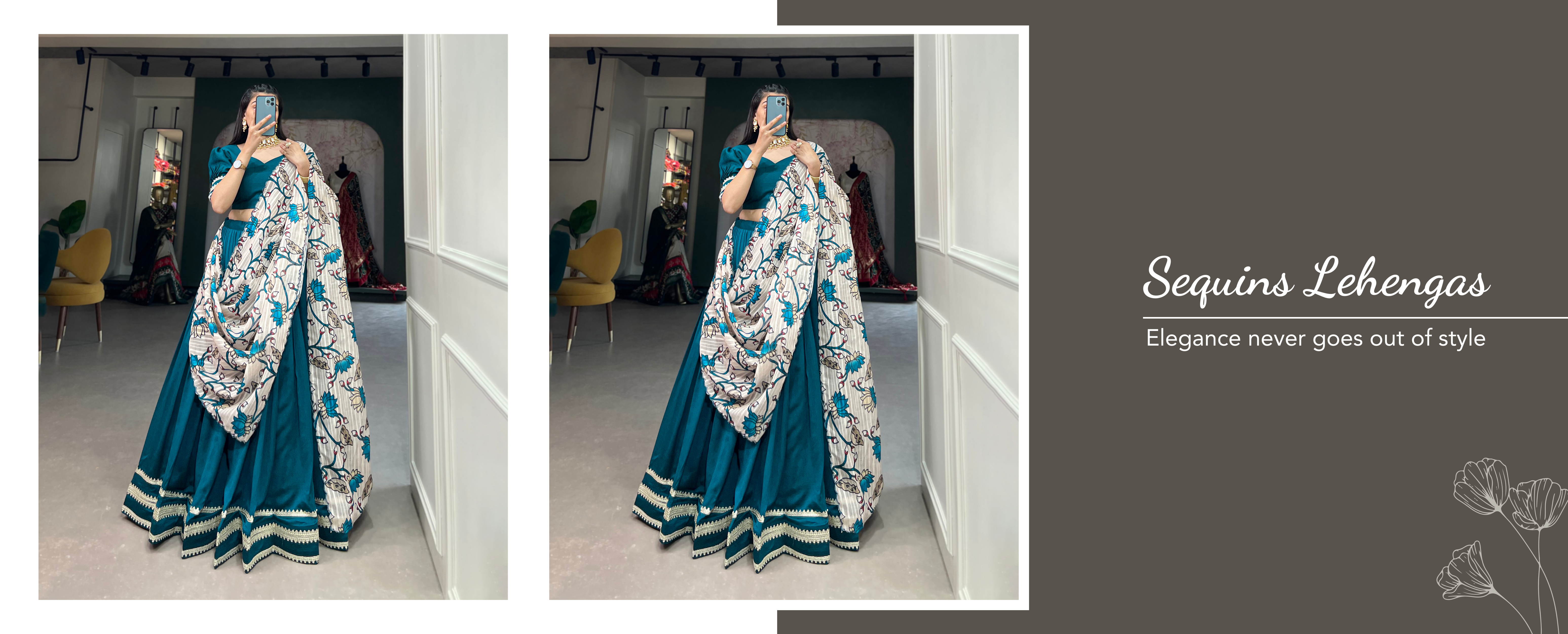 Captivating Sky Digital Printed Silk Party Wear Lehenga Choli