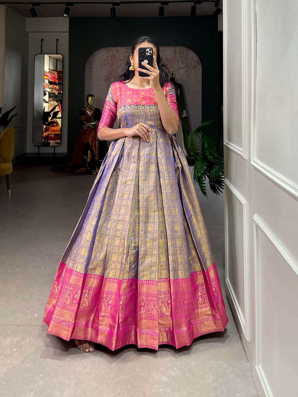 kanjivaram silk dress material FEMINE SHOP in karaikkudi