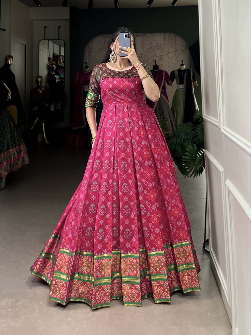 white christmas dresses Patola Print White Lehenga