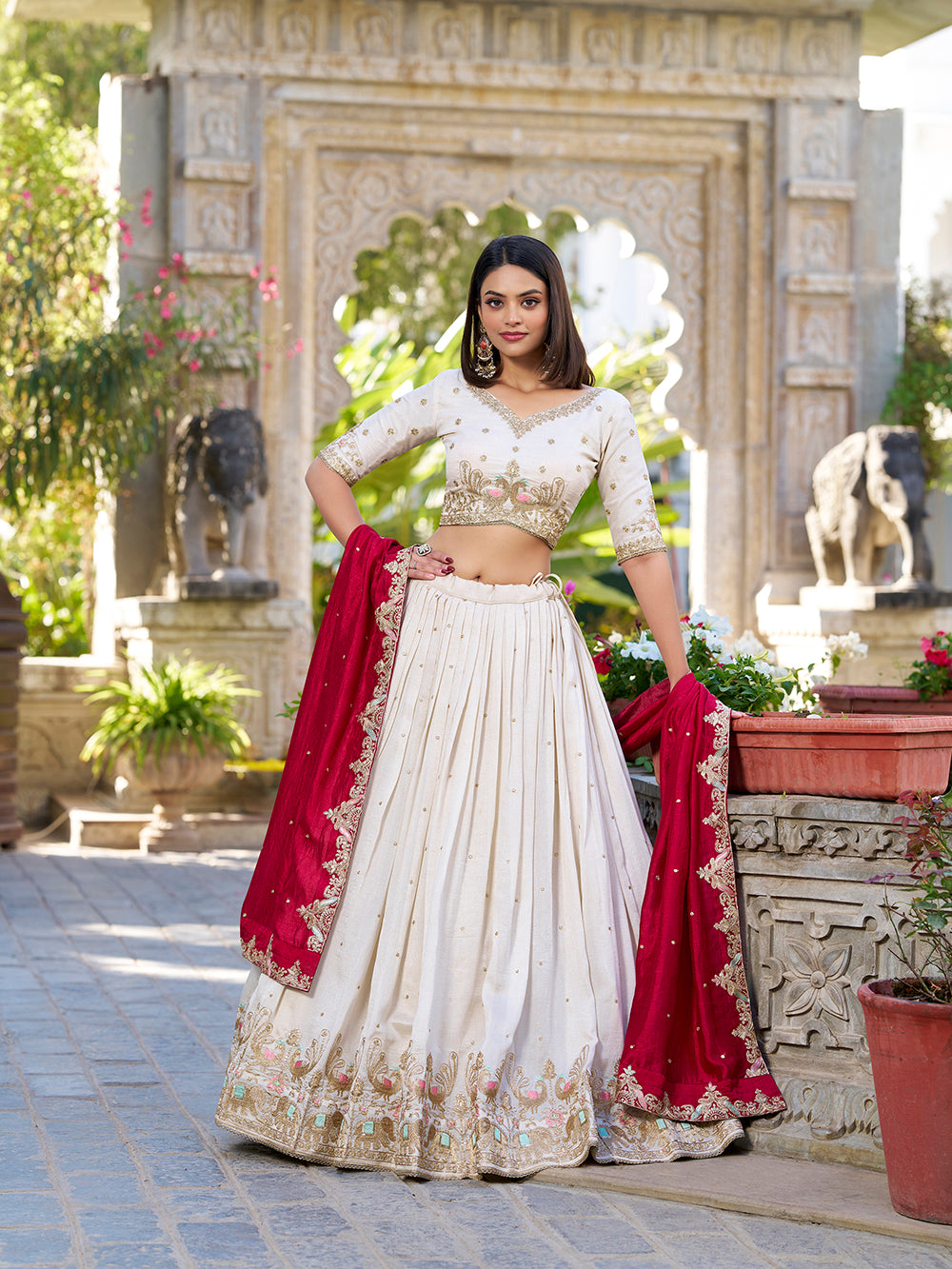 Stitched Lehenga Bridal Lehenga Online Amazon Off White Color