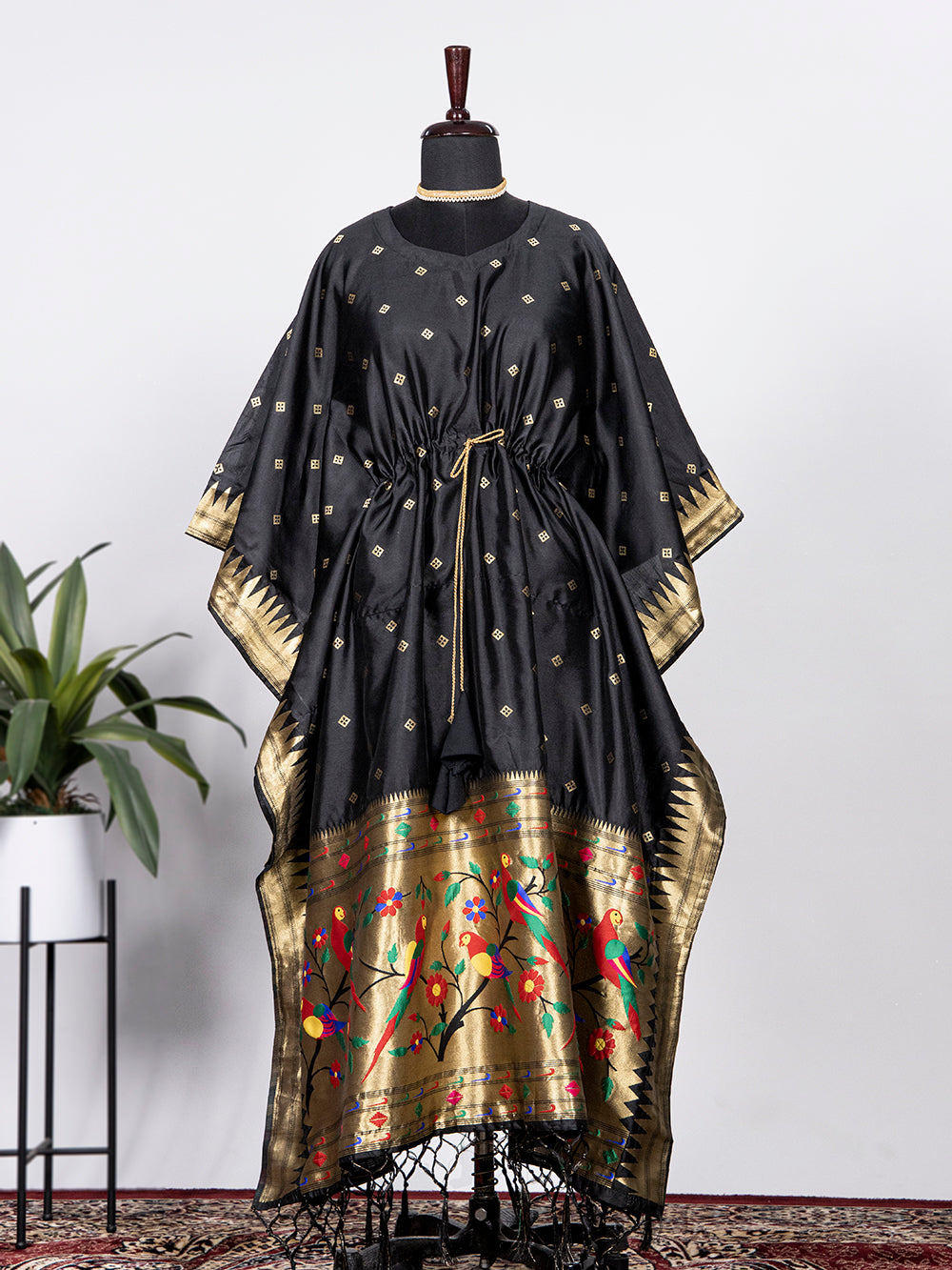 paithani silk dress material Pink zari woven taffeta silk paithani style dress material with dupatta