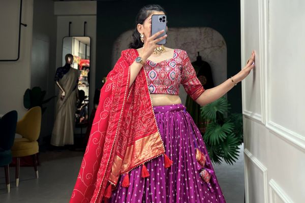 Bandhej & Ajrakh Print Traditional Lehenga Choli ! – Looknbook Art