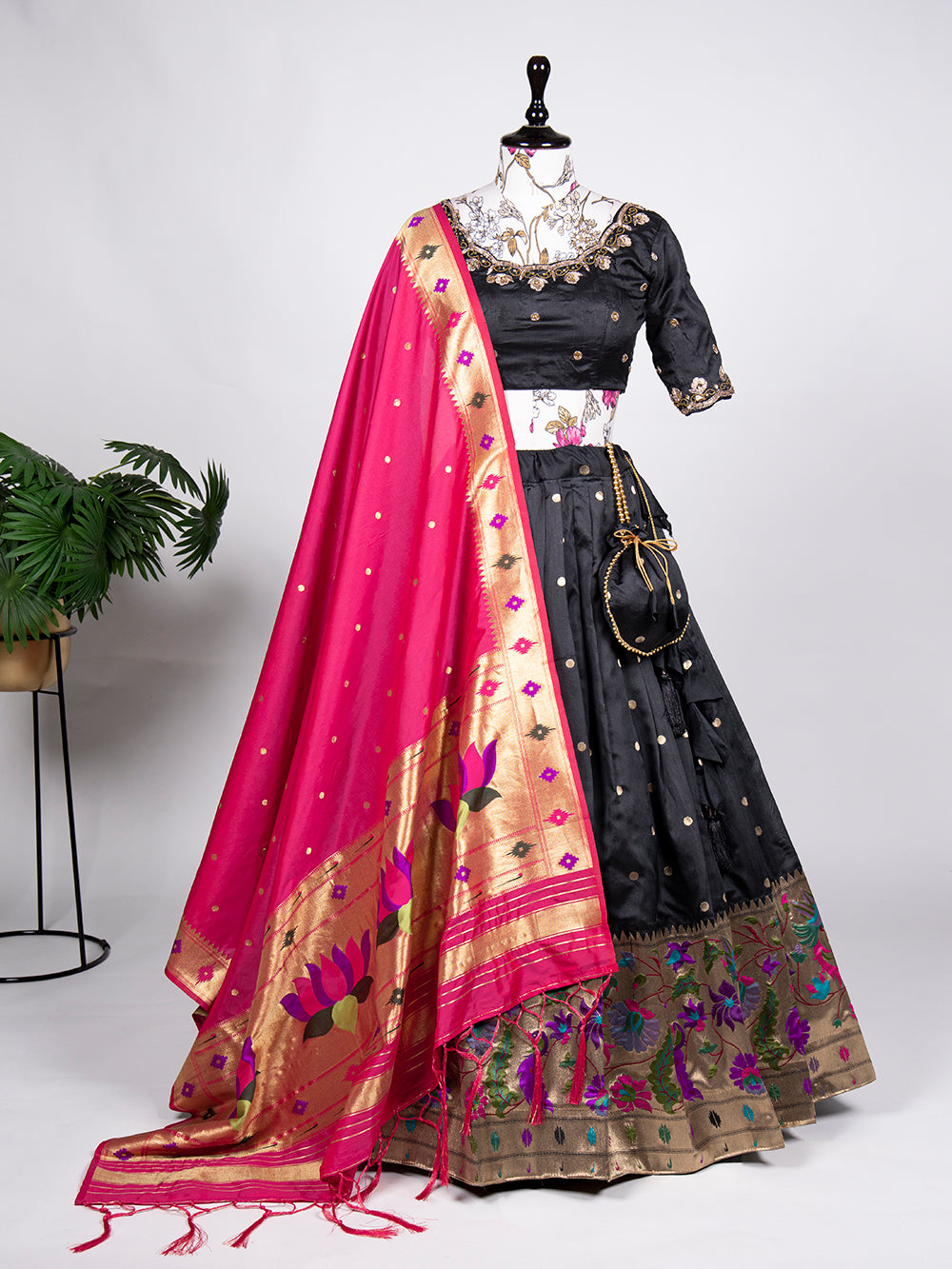 Buy Pink And Black Georgette Designer Lehenga Choli | Lehenga Choli |  indian Lehenga Choli