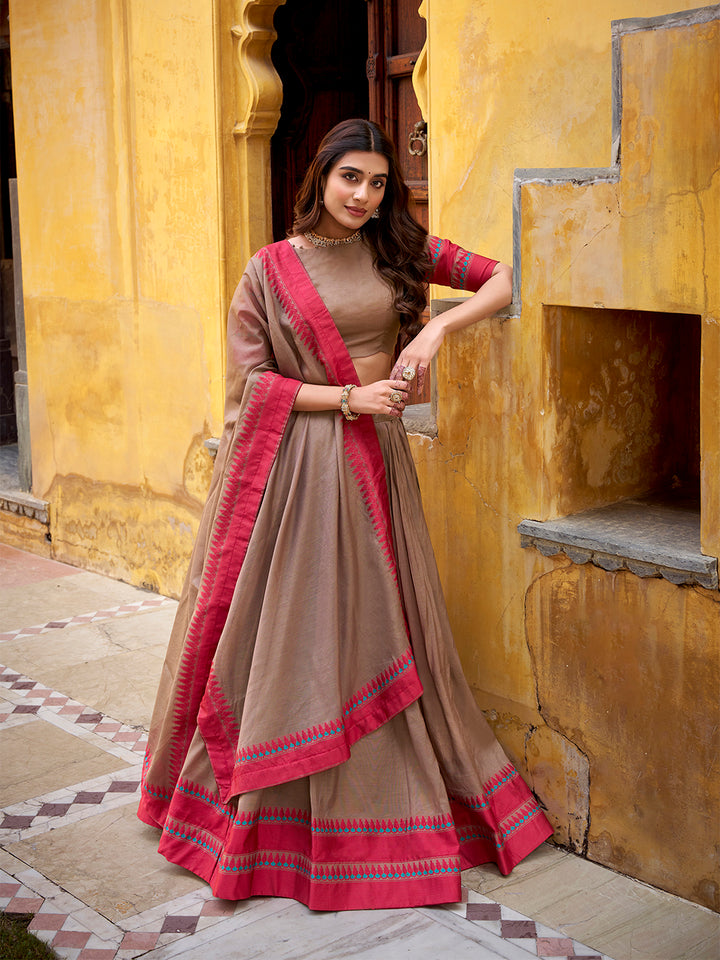 Chiku Color Thread Work With Chanderi Lehenga – Looknbook Art