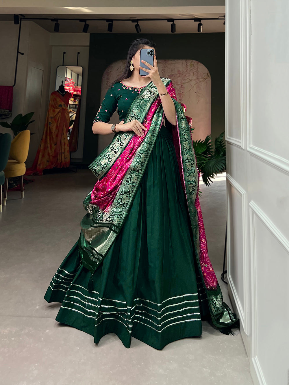 Sale | Bridal A Line Lehenga Poly Cotton Saree and Bridal A Line Lehenga  Poly Cotton Sari online shopping
