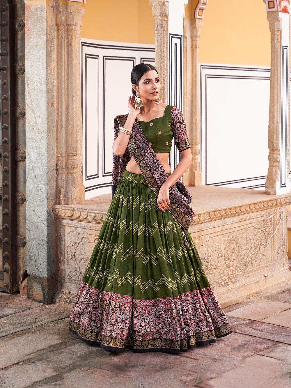 Green Georgette Wedding Lehenga Choli with Embroidered - LC6832
