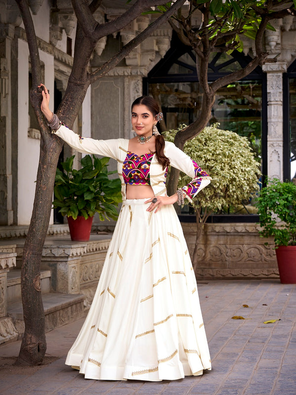 White Color Sequins Lace Touch up Rayon Chaniya Choli