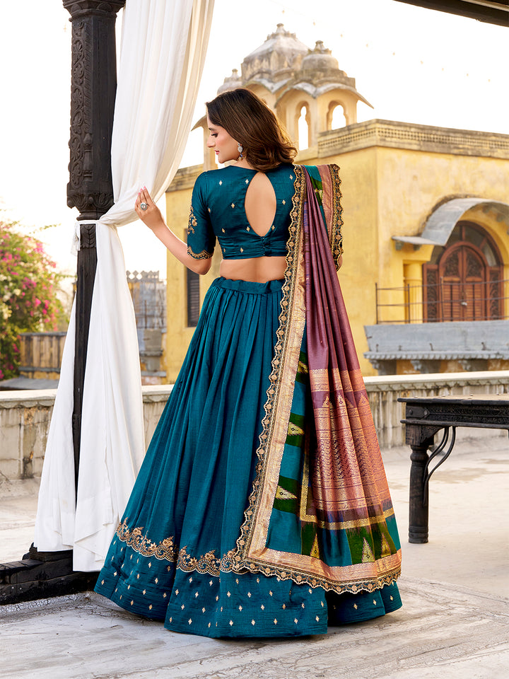 Firozi Color Vichitra Silk Lehenga – Looknbook Art