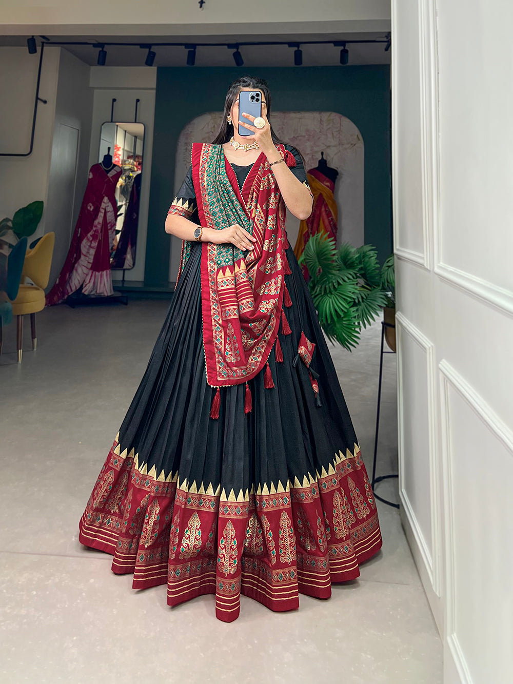 Navratri Special Combination Traditional Wear Kesari Black Color Lehen –  krazy kolours