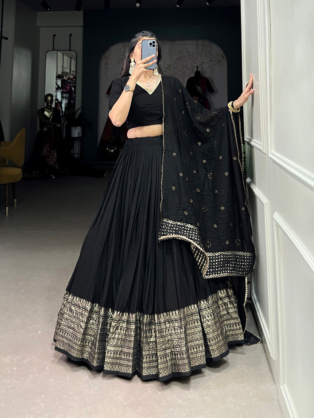 Shops ghagra choli black colour