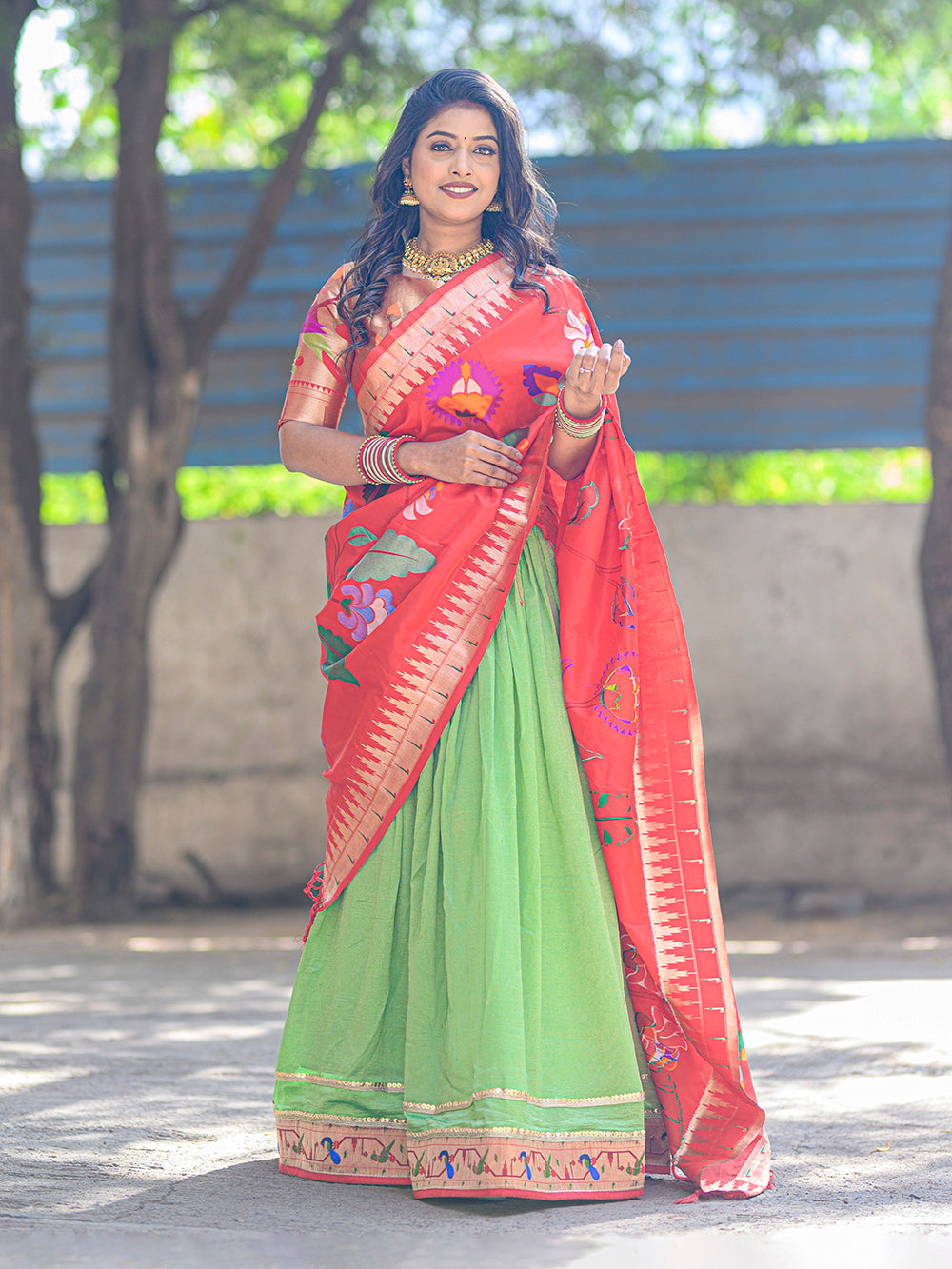 Spark this Festival Season with Kanjeevaram | Half saree lehenga, Half saree  designs, Wedding saree blouse designs
