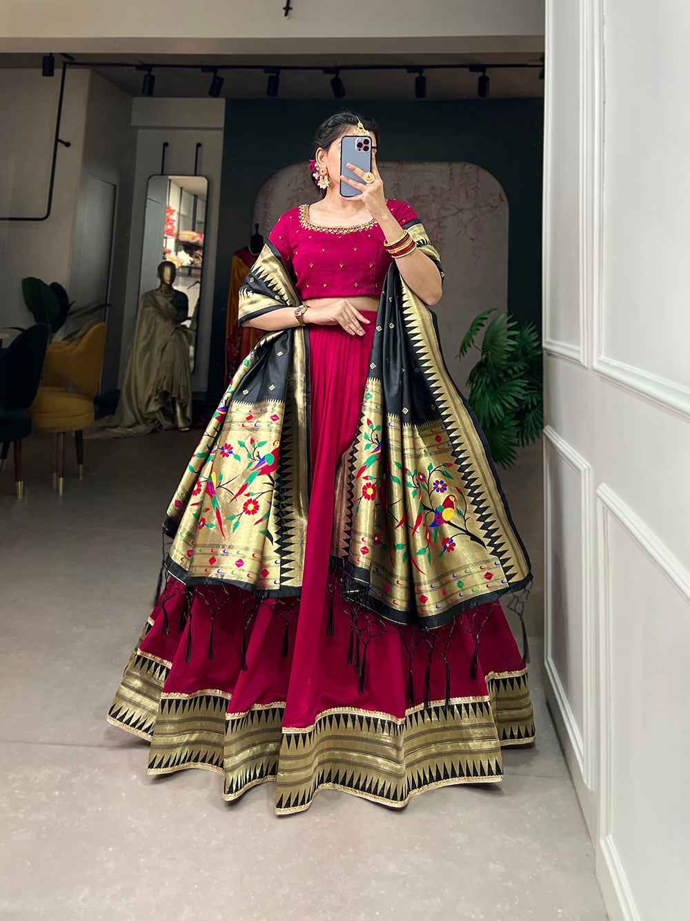 Wedding Wear Green Lehenga Choli, Indian Traditional Lengha Function Wear South  Indian Style Lehengas, Vichitra Silk Lehenga Indian Dress - Etsy
