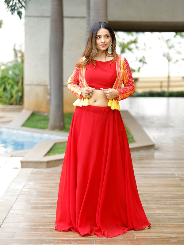 Maroon Color Georgette Lehenga Choli