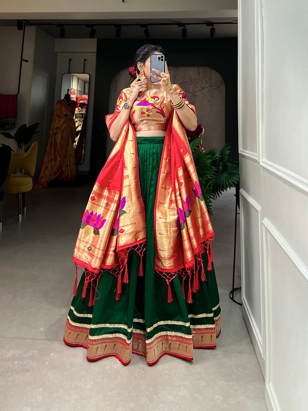 Wedding Wear Semi Stitched Designer Paithani Silk Lehenga Choli, 2.5 Mtr at  Rs 1999 in Surat