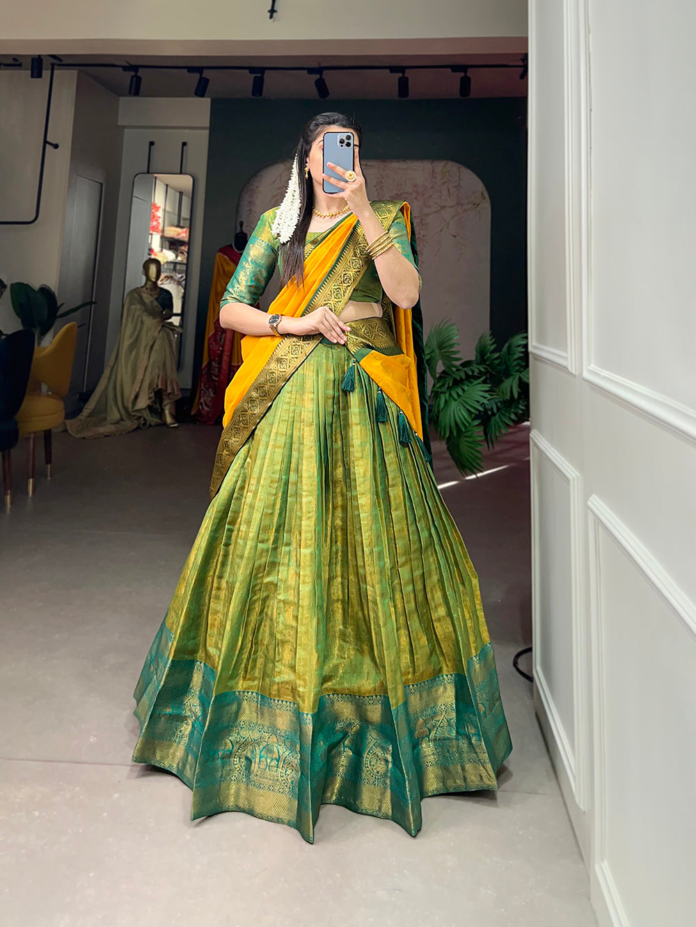 NECWA Women's Unstitched Indian Traditional Kanjivaram Silk Pure Zari Lehenga  Choli Set Half Saree. : Amazon.in: Fashion