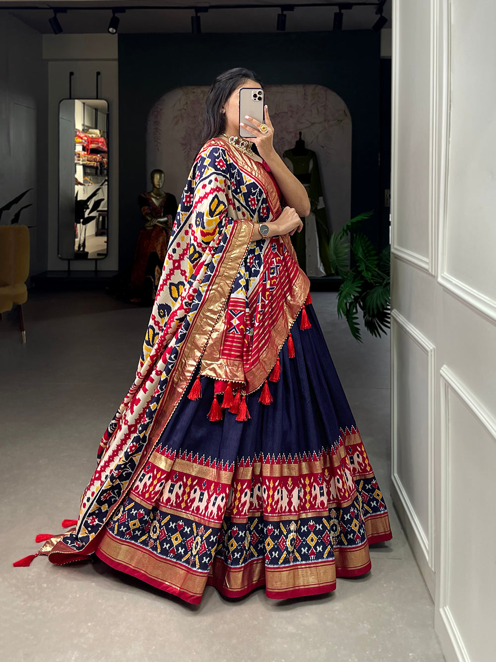 Pink and Navy Blue Color Combination Lehenga Choli :: MY SHOPPY LADIES WEAR