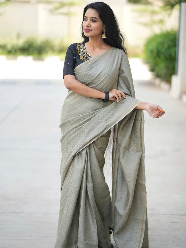 Artichoke Color Gadhawal Chex Saree