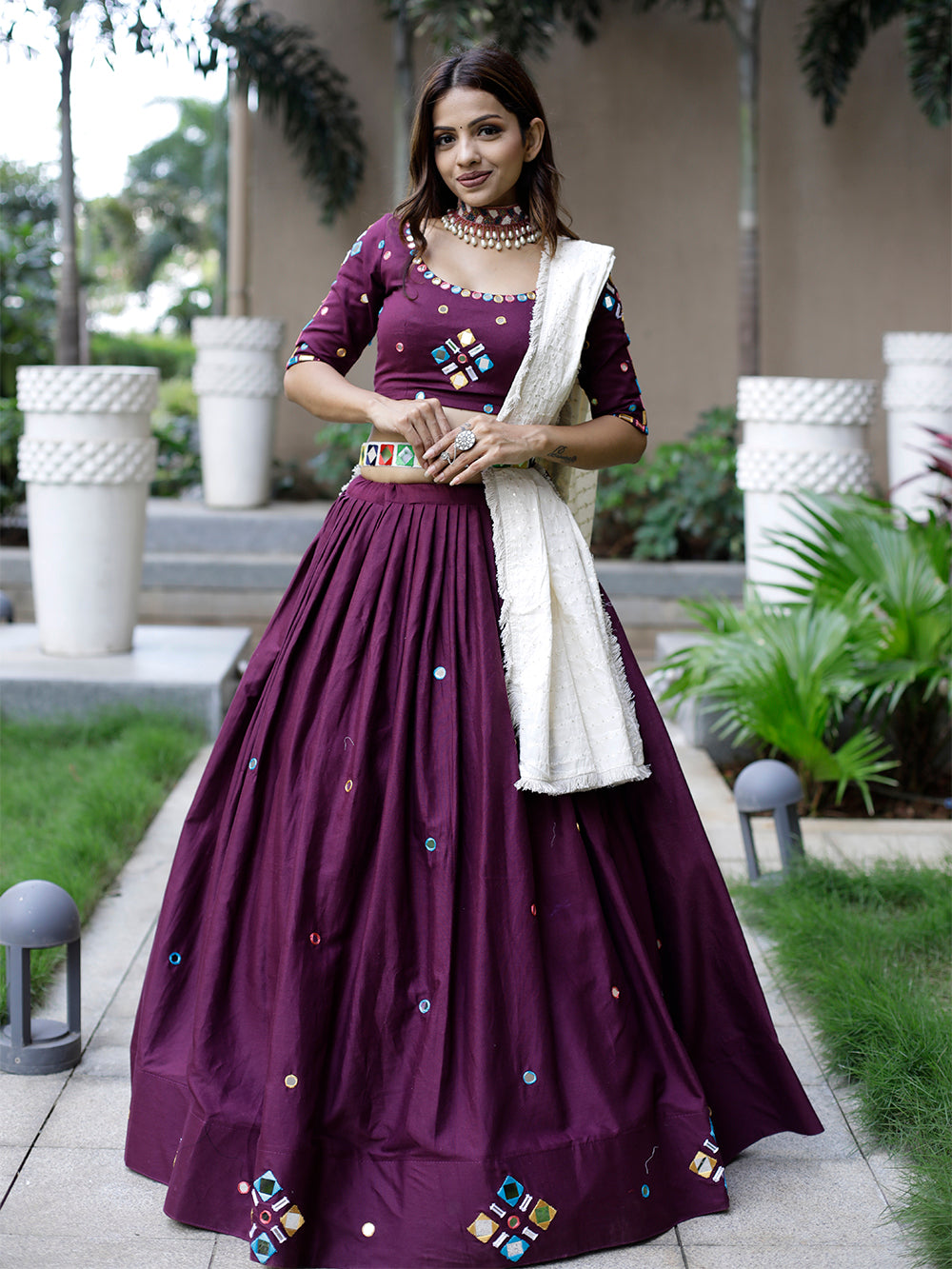 Buy Wine Velvet Embroidered Floral The Temple Night Sky Bridal Lehenga Set  For Women by MATSYA Online at Aza Fashions.
