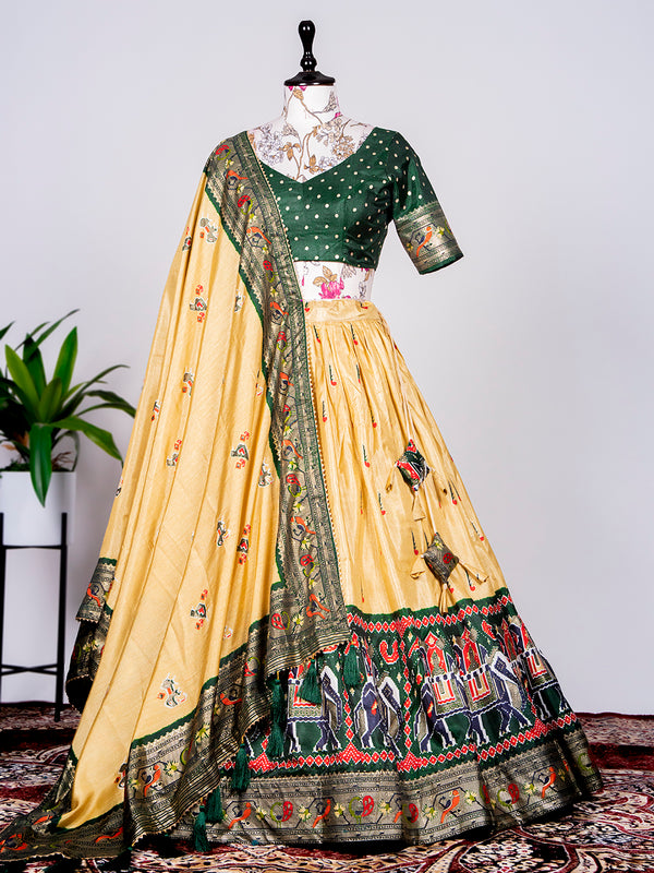 Cream Color Haydrabadi Patola Printed Lehenga