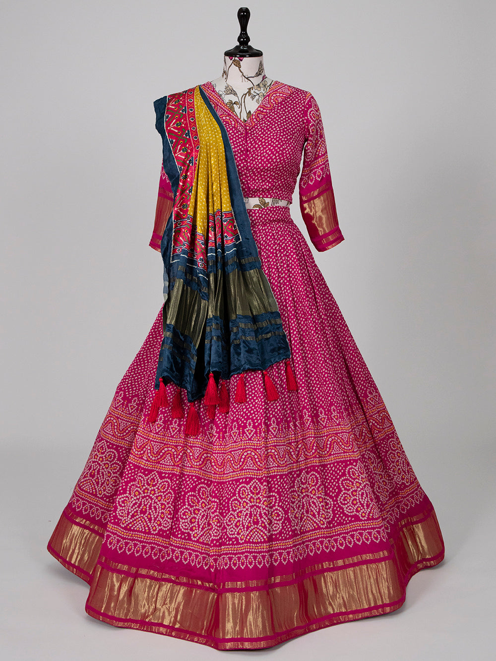 digital printed pure gaji silk pink color navratri lehenga choli in women fashion by looknbook art