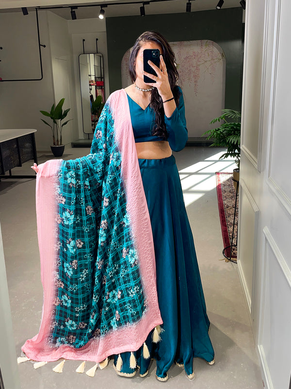 Firozi Color Rangoli Silk Party Wear Lehenga Choli