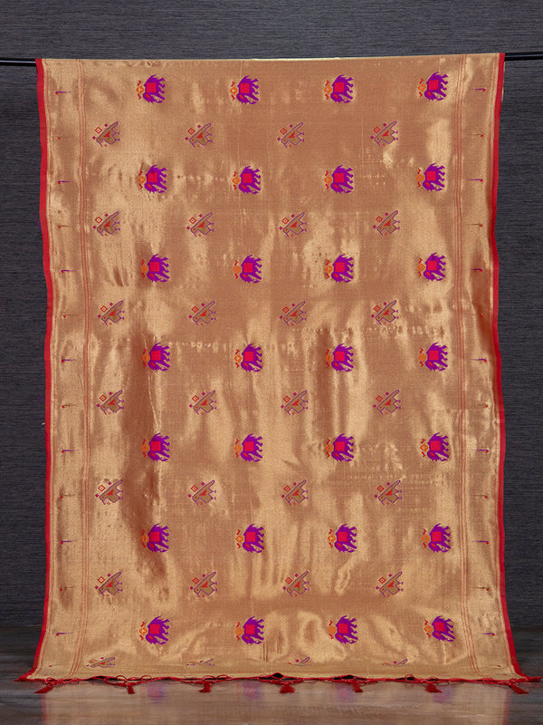 Golden Color Zari Weaving Work Jacquard Paithani Dupatta