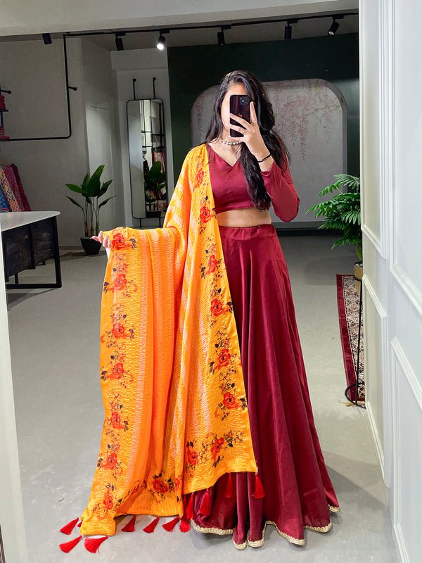 Maroon Color Rangoli Silk Party Wear Lehenga Choli