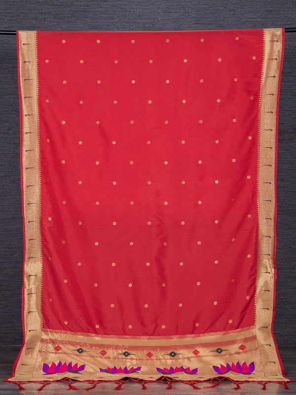 Red Color Zari Weaving Work Jacquard Paithani Dupatta
