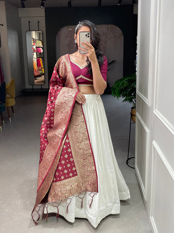 White Color Sequins and Thread Embroidery Work Georgette Lehenga Choli
